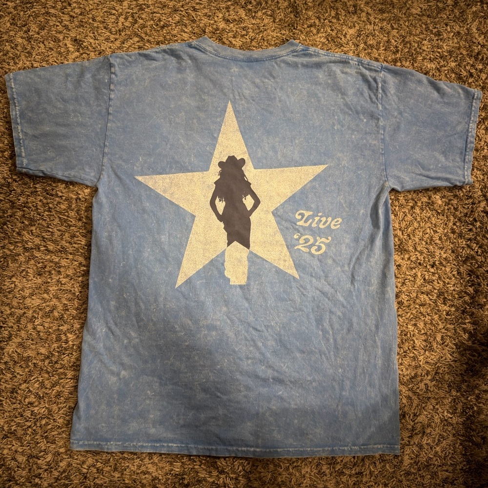 Cowboy Carter “Déjà Blue” Tee — NWOT — Print Imperfections (READ BELOW) - Picture 8 of 10